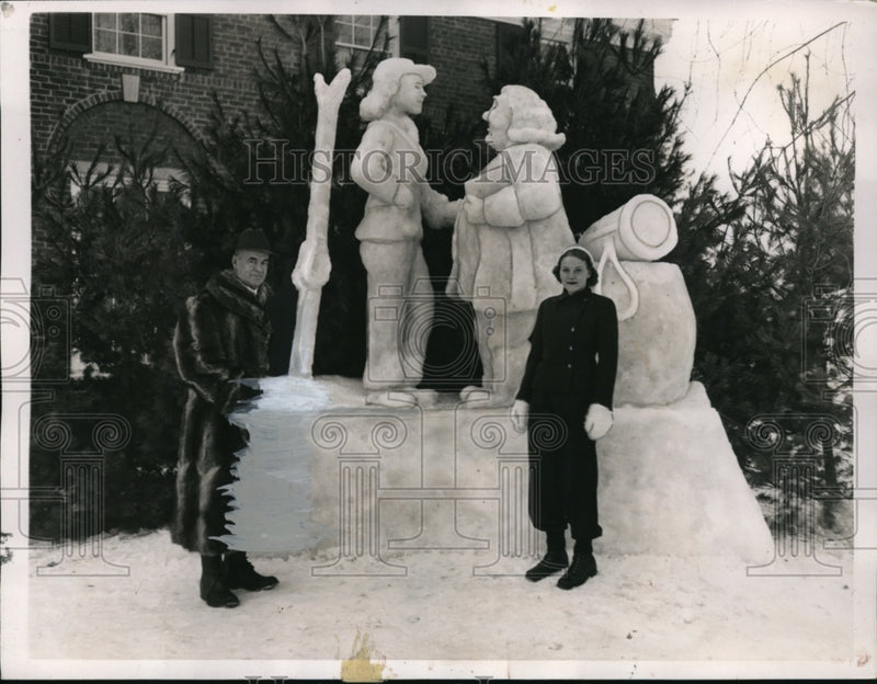 Load image into Gallery viewer, 1937 Press Photo Snow sculpture at Winter Carnival at Dartmouth
