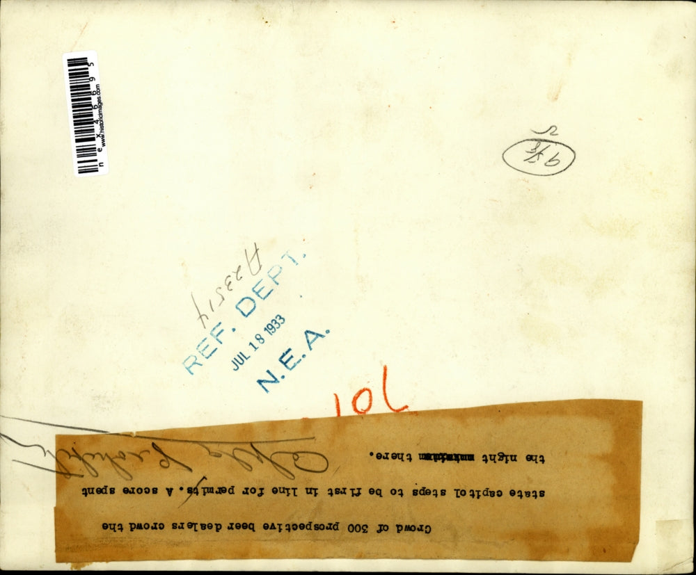 1933 Press Photo Prospective beer dealers line up for permits in Ohio