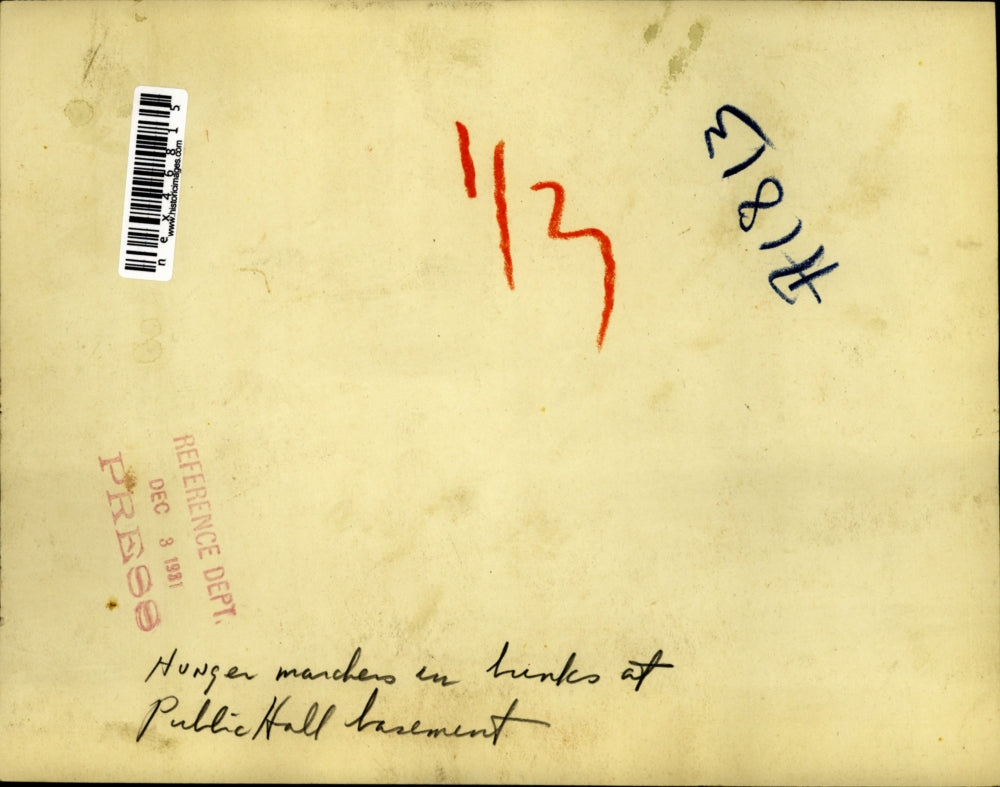 1931 Press Photo Hunger Marchers in Bunks at Public Hall Basement