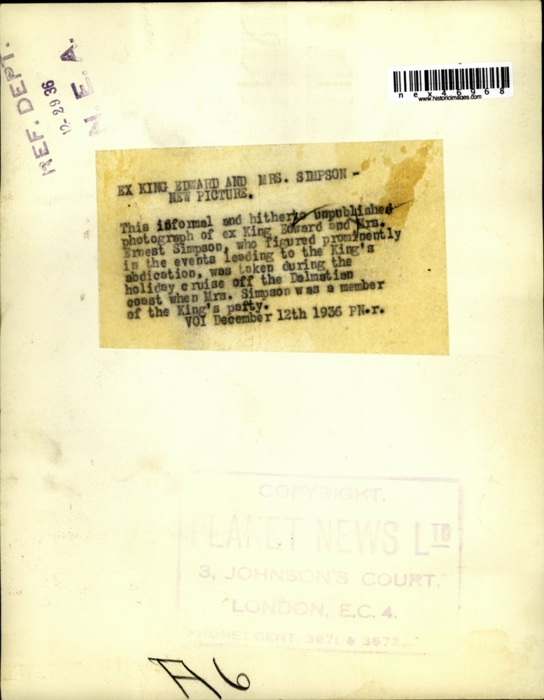 1936 Press Photo King Edward & Mrs Ernest Simpson at a party