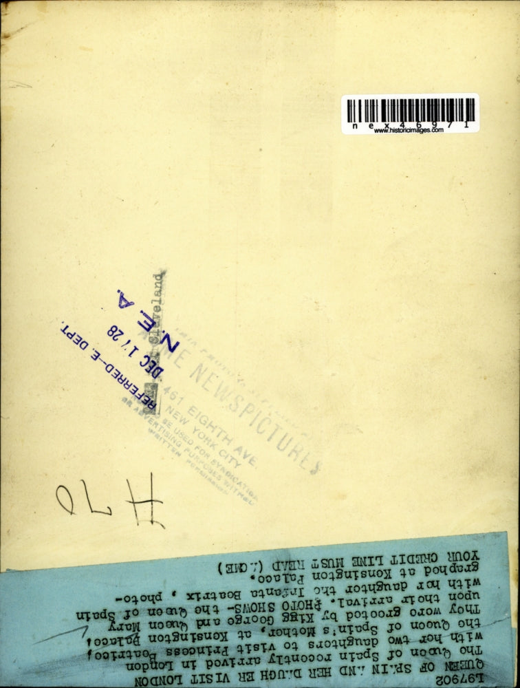 1928 Press Photo Queen of Spain & daughter Infanta Beatrix in London