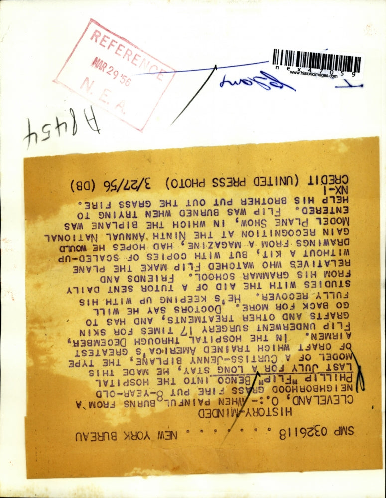 1956 Press Photo Cleveland Ohio Phillip Bengo age 8 & model plane