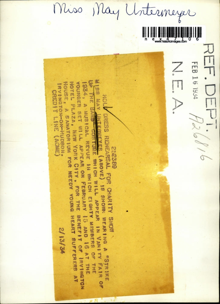 1934 Press Photo May Untermeyer in Strike up the Band costume for Vanity Fair mu