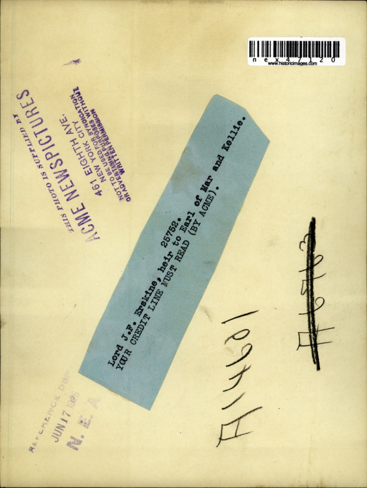 1926 Press Photo Lord JF Erskine heir to Earl of Mar & Kellis