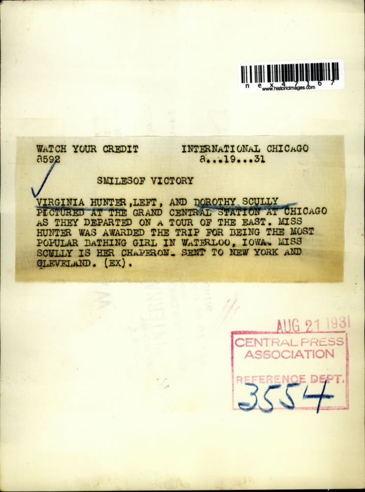 1931 Press Photo Virginia Hunter, Dorothy Scully of Chicago