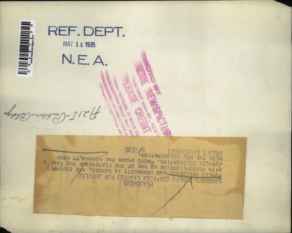 1935 Press Photo Admiralty Arch Illuminated In London For Jubilee