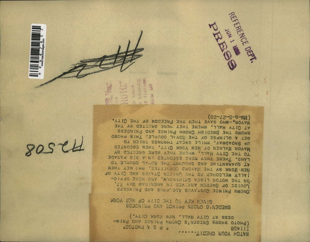 1926 Press Photo Crown Prince Gustavus Adolphus & Princess Louise of Sweden