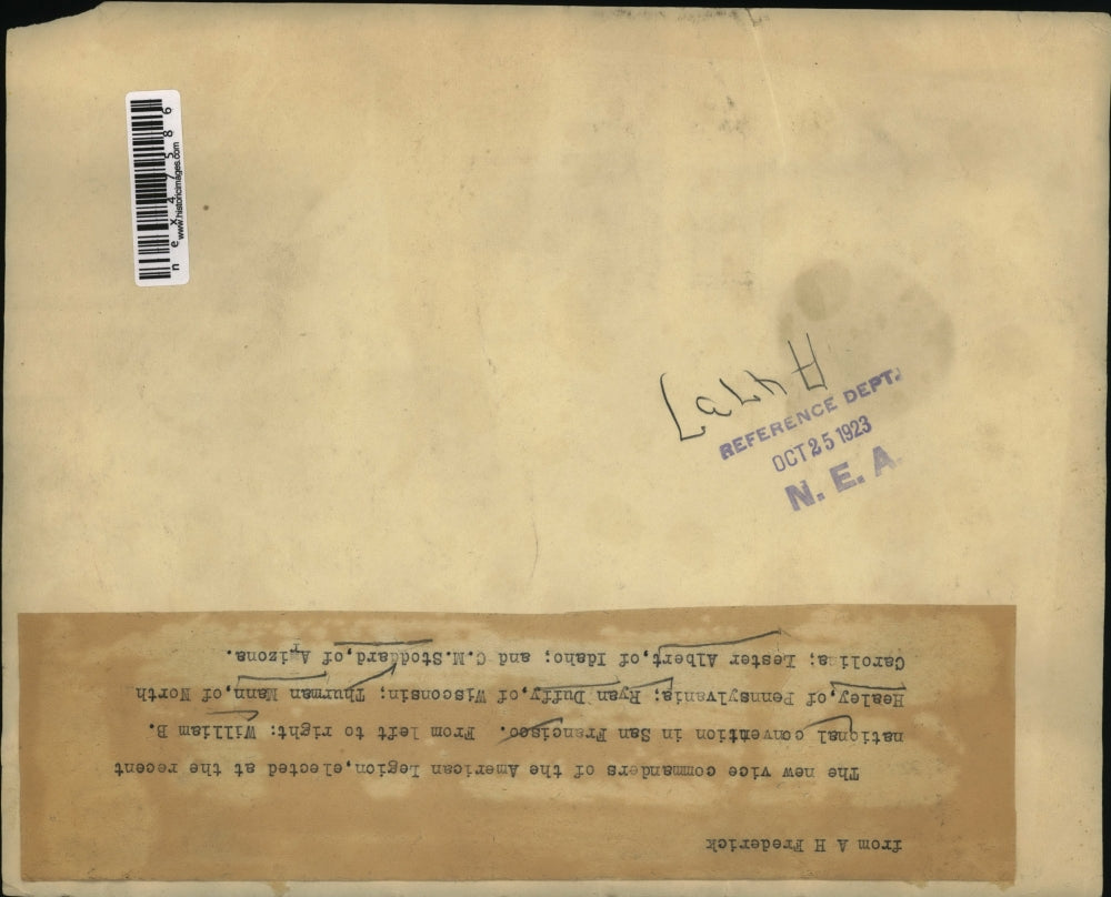 1923 Press Photo Vice Commanders of the American Legion at National Convention