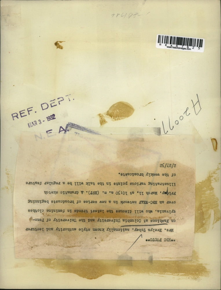 1932 Press Photo Mrs. Evelyn Tobey Lecturer on NBC-Weaf