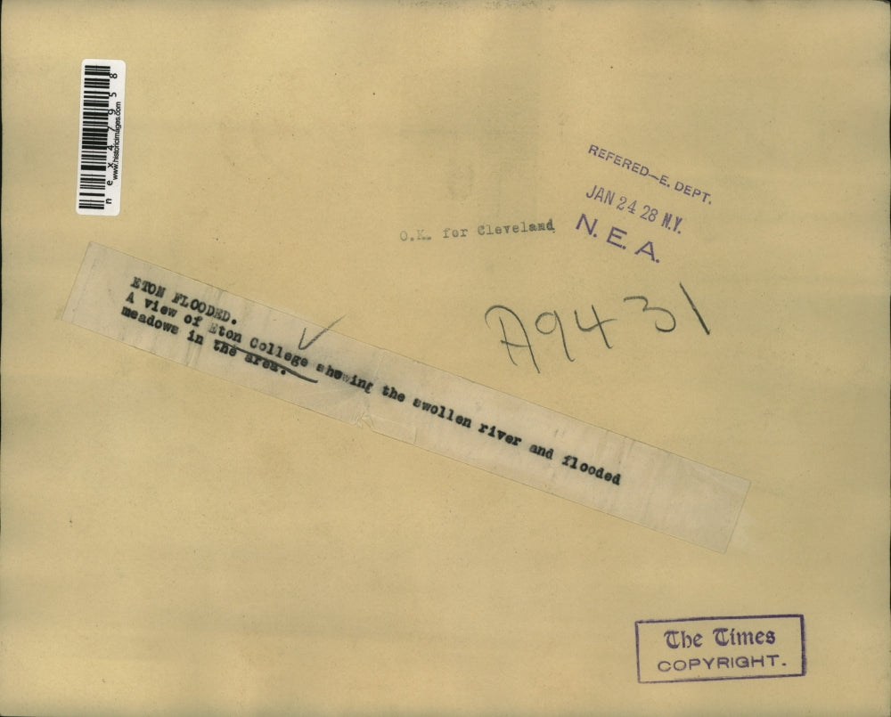 1928 Press Photo The flooded Eton College