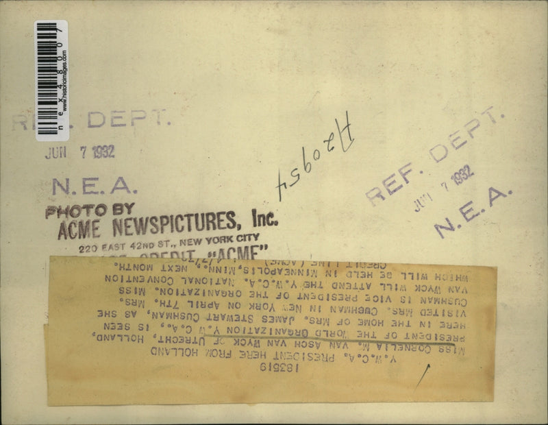 Load image into Gallery viewer, 1932 Press Photo Ms. Cornelia M. Van Asch Van Wyck of Utrecht, Holland
