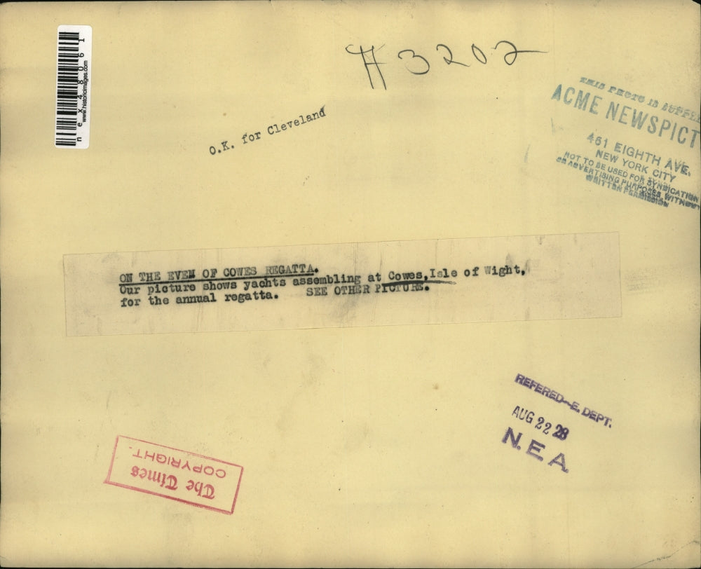 1928 Press Photo Cowes Isle of Wight annual regatta