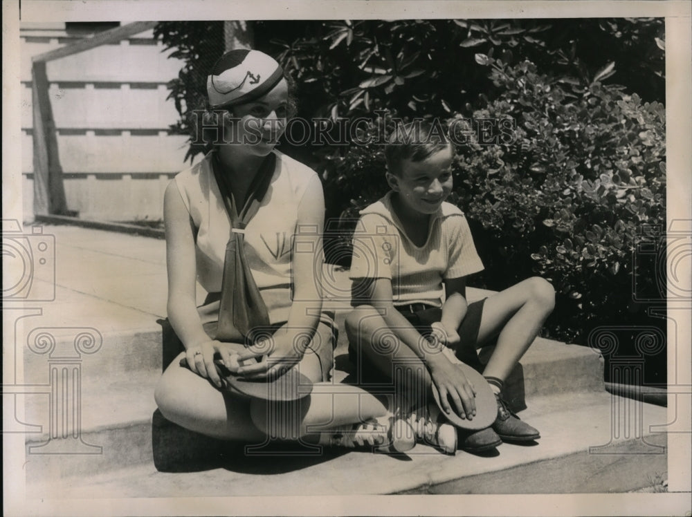 1935 Press Photo Virginia & George Lee of Lincoln Neb at Santa Barbara Calif