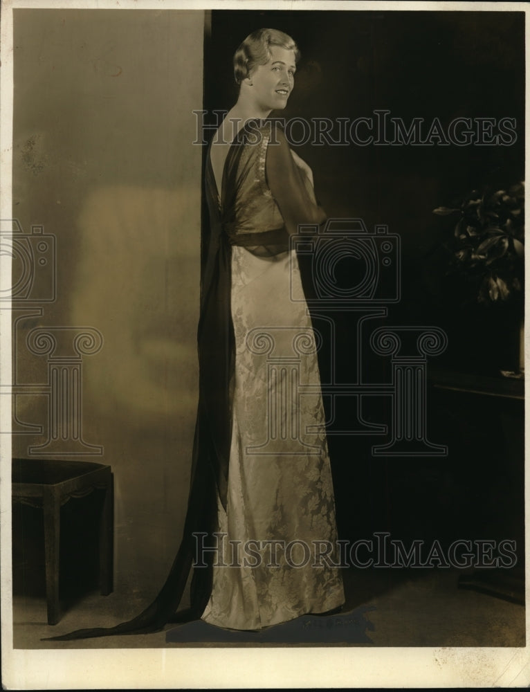 1933 Press Photo Inaugration ball Mrs Curtis B Dell in gown by Sally Milgrim