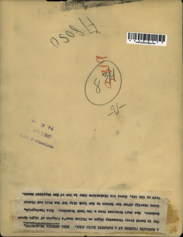 1929 Press Photo Jessica Dragonette, favorite Radio Star