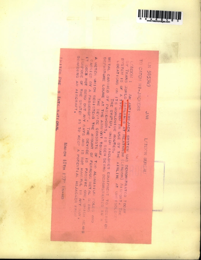 1979 Press Photo An Anti Hijack system was demonstrated by Trans World Airlines