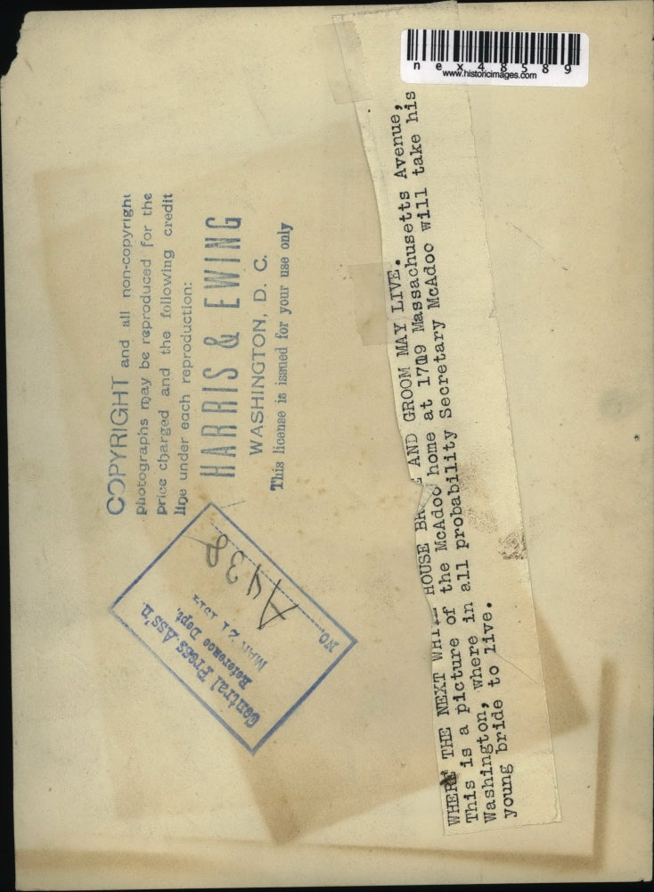 Undated Press Photo The McAdoo home at Massachusetts Avenue in Washington