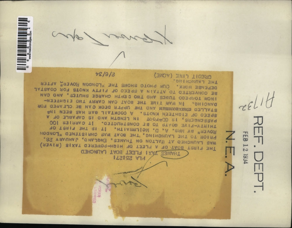 1934 Press Photo First boat of high-powered Thames taxi boat at Walton on Thames