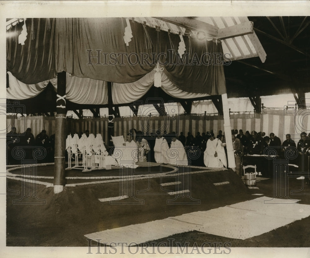 1931 Press Photo Grand wrestling tournament at Imperial Palace in Tokyo