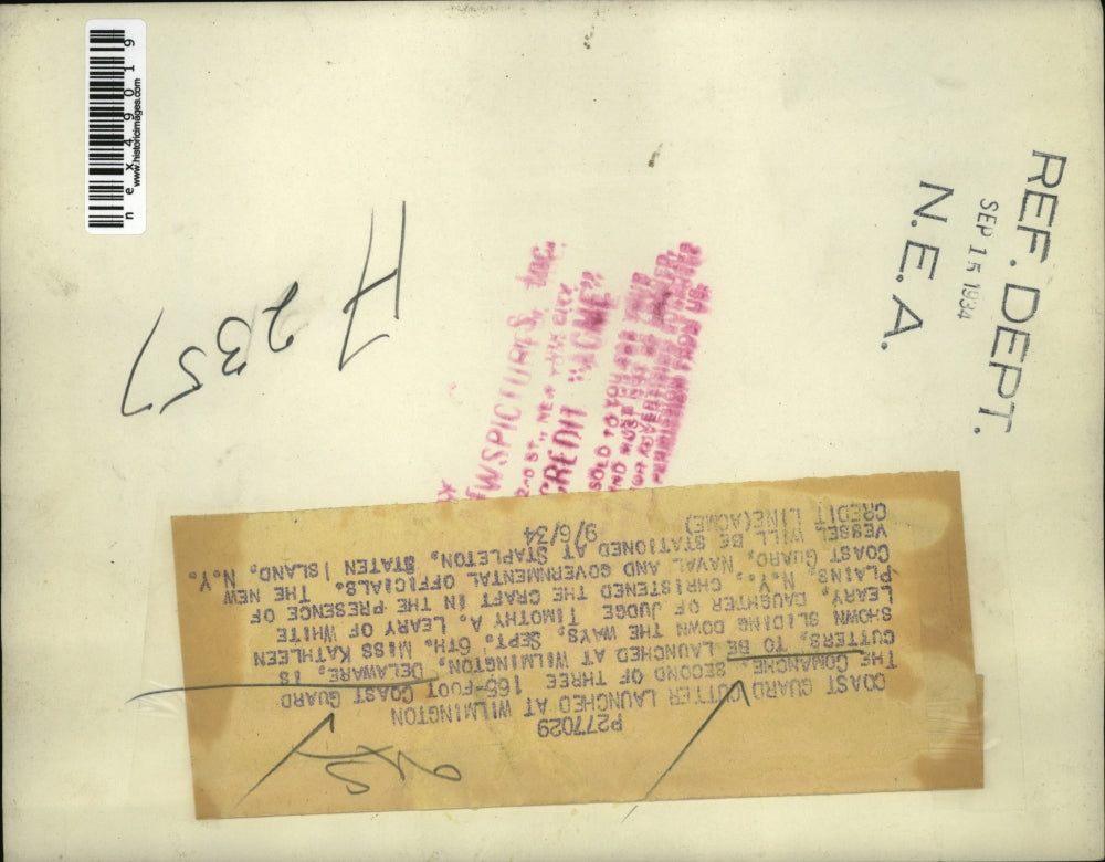 1934 Press Photo Coast Guard cutter The Commanche launched in Delaware