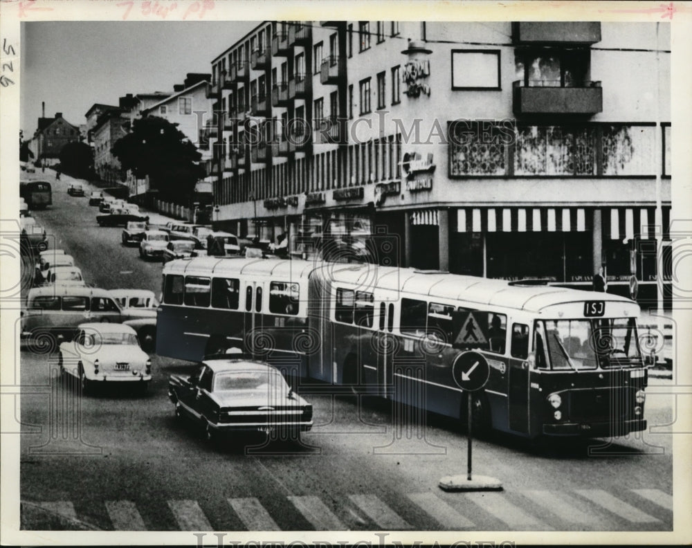 1967 Press Photo New type of Swedish-style bus in Stockholm