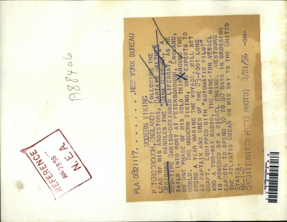 1956 Press Photo Capt Walther Westborg handles the Dana Rescuer in Peterborough