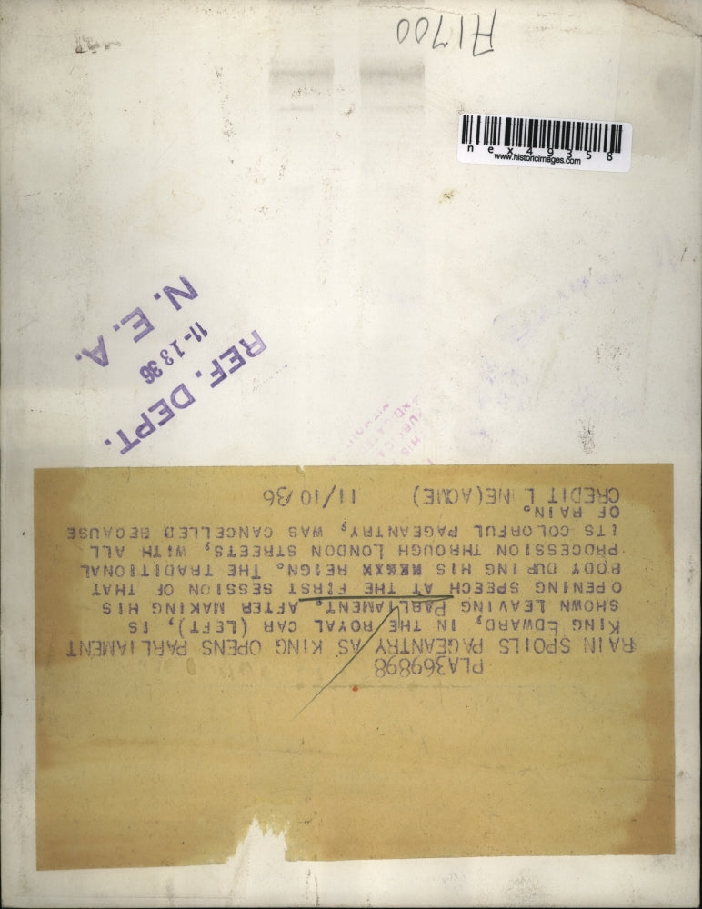 1936 Press Photo King Edward leaving Parliament in London England