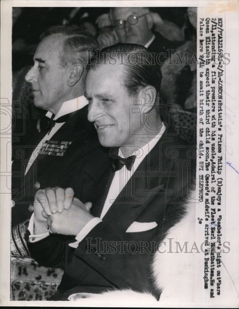 1960 Press Photo Prince Philip enjoys night with uncle Earl Mountbatten