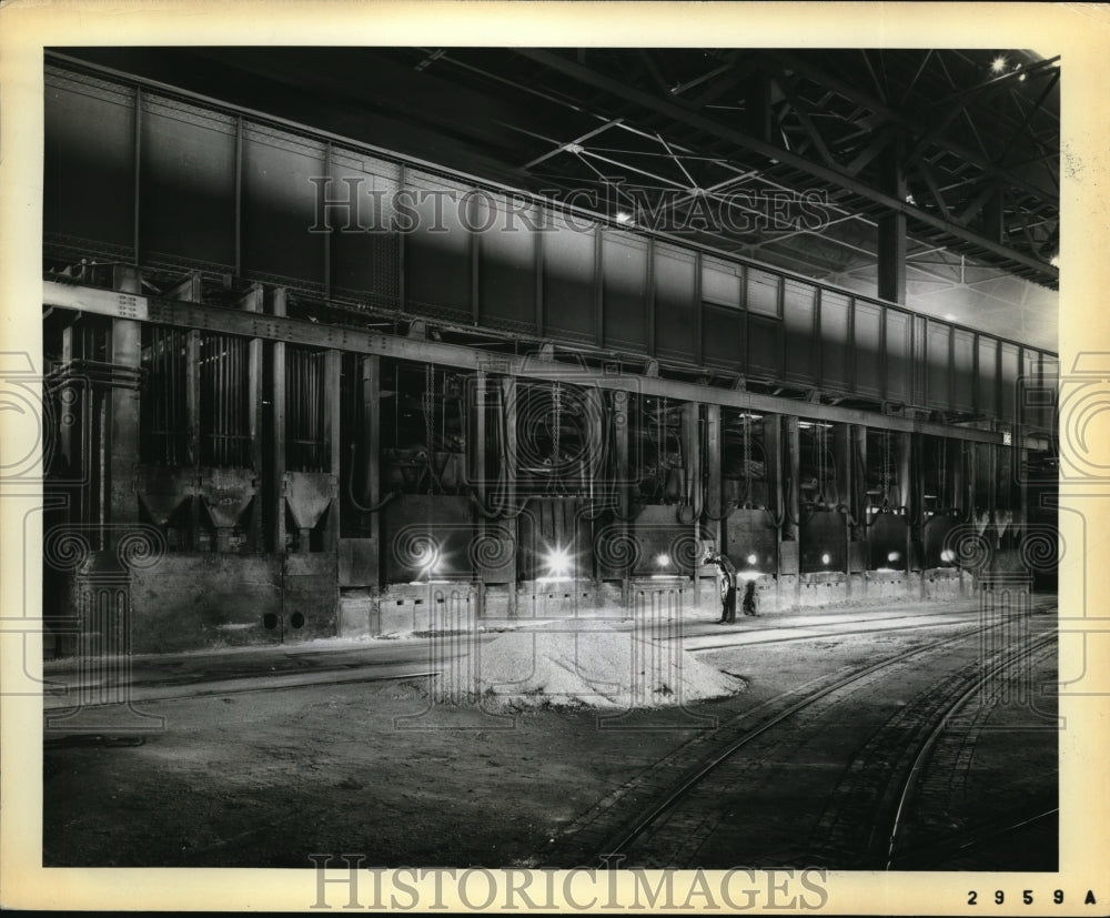 1957 Press Photo Open Hearth Furnace at Republic Steel Corporation in Cleveland