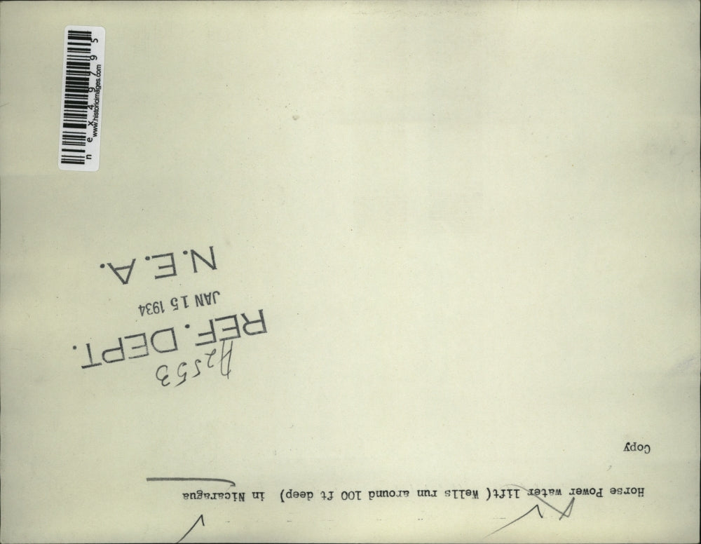 1934 Press Photo The horse power water lift in Nicaragua