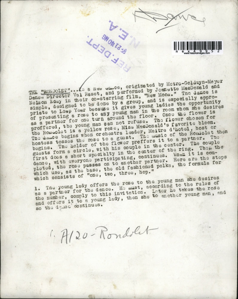 1940 Press Photo Couple in The Rondolet Dance