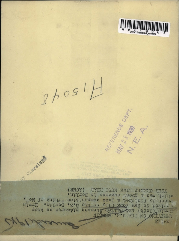 1930 Press Photo Erwin & Walter Strauss, arrived in New York on the S.S. Berlin