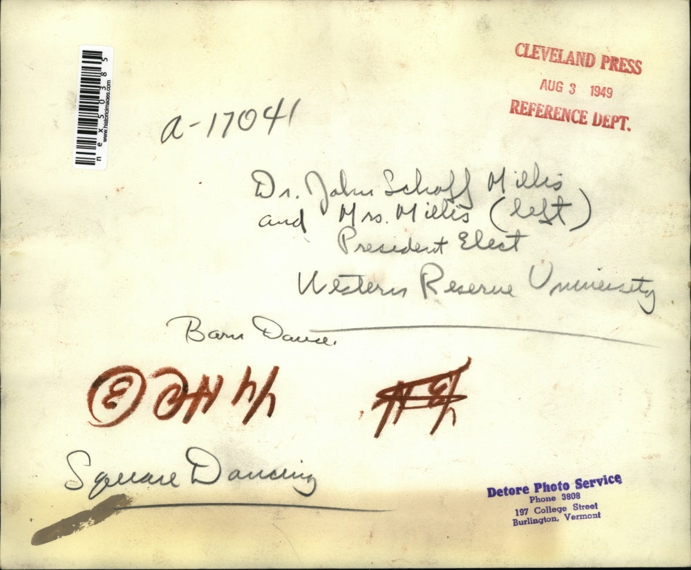 1949 Press Photo Dr. & Mrs. John Millis,President Elect of Western Reserve Univ