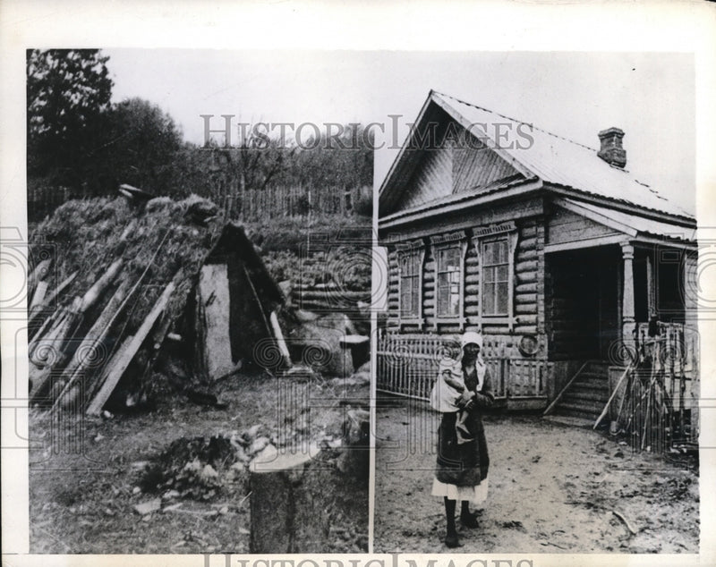 Load image into Gallery viewer, 1942 Press Photo USSR Rebuilds home in liberated areas
