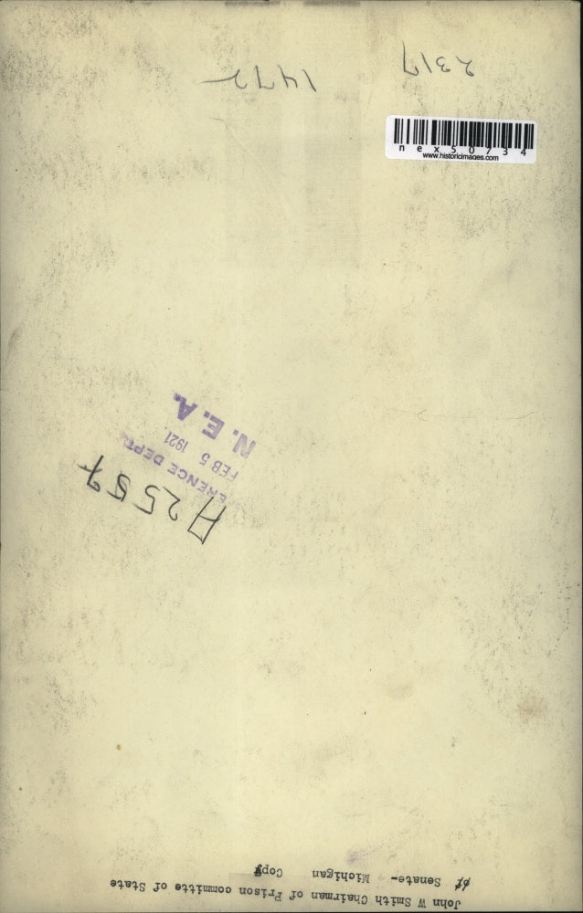 1921 Press Photo John W Smith Chairman of Prison Comm of State Senate Mich