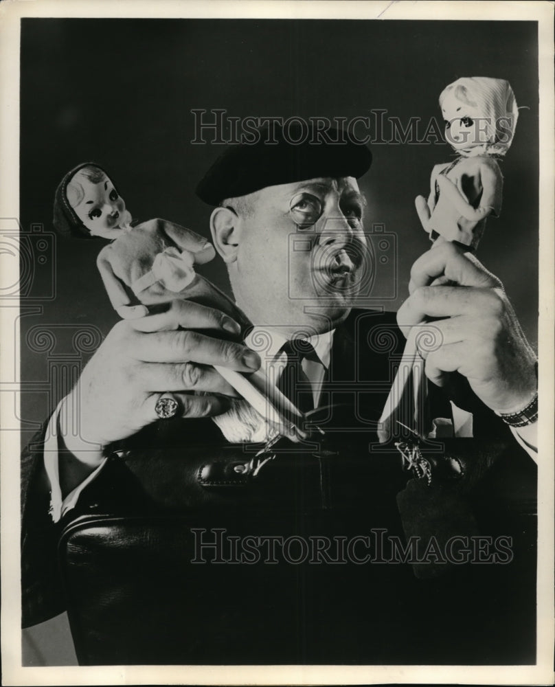 1962 Press Photo Peter Von Zerneck in "Merchants of Evil" as a doll manufacturer