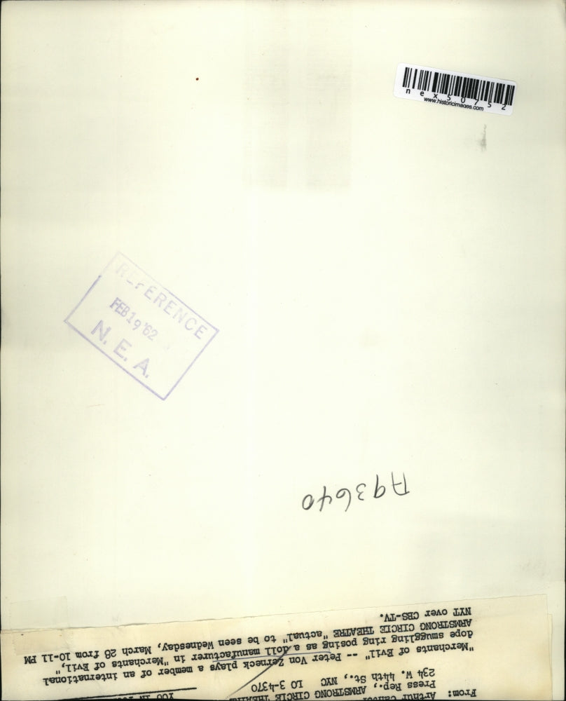 1962 Press Photo Peter Von Zerneck in "Merchants of Evil" as a doll manufacturer