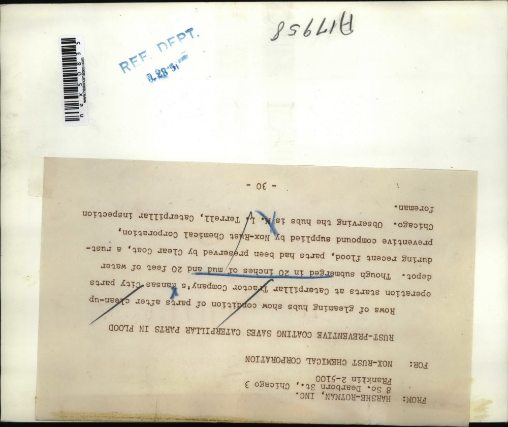 1951 Press Photo Rust prevention coating at Caterpillar Tractor Co,M Terrell