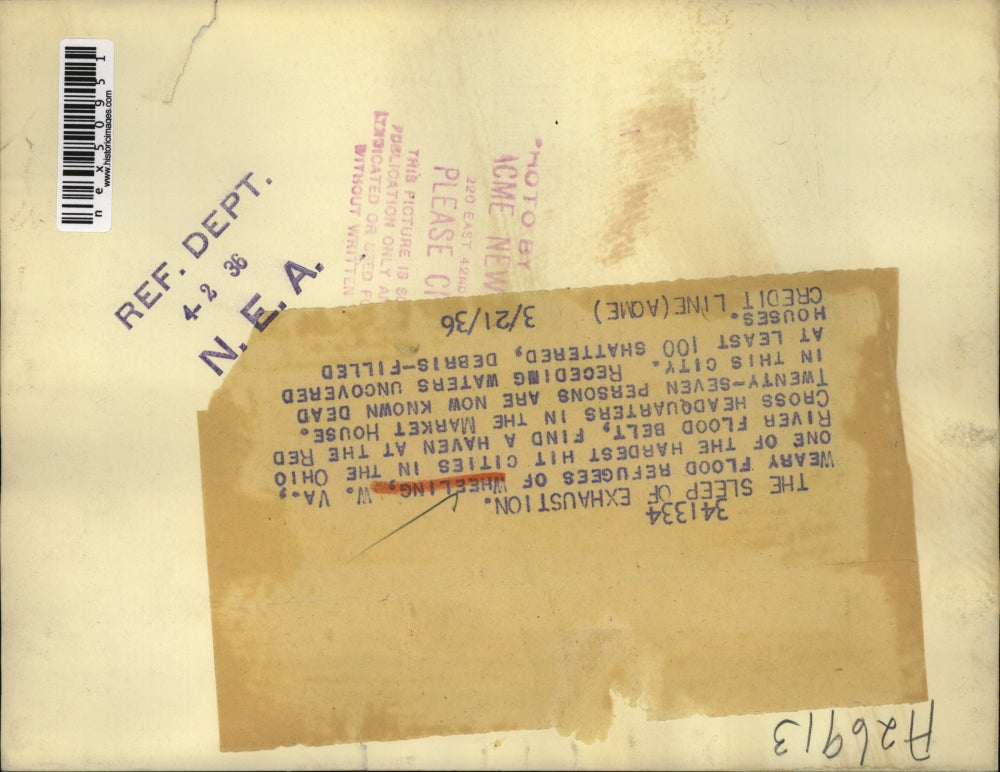 1936 Press Photo Flood refugees of Wheeling W Va at Red Cross shelter