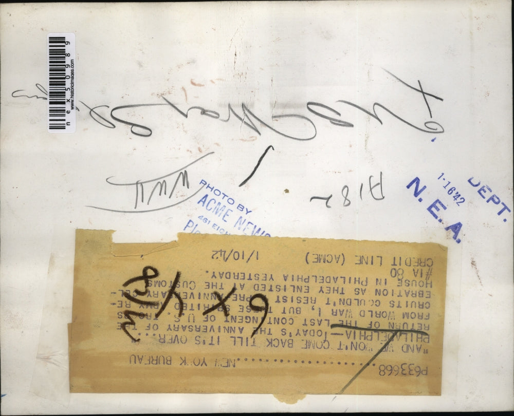 1942 Press Photo Philadelphia Pa 15th anniversary of Us WW I troops home