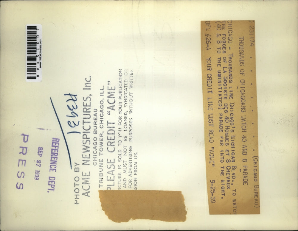 1939 Press Photo Chicago Michigan Blvd parade by La Societe Des Hommes