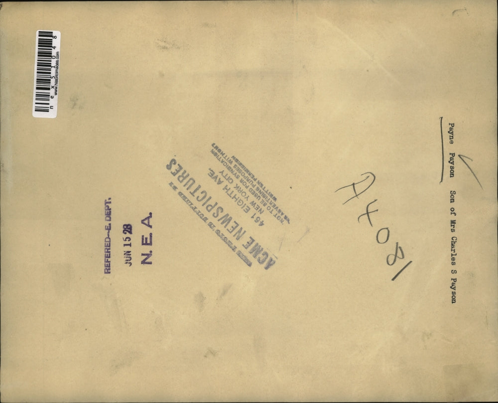 1928 Press Photo Baby Payne Payson on a donkey