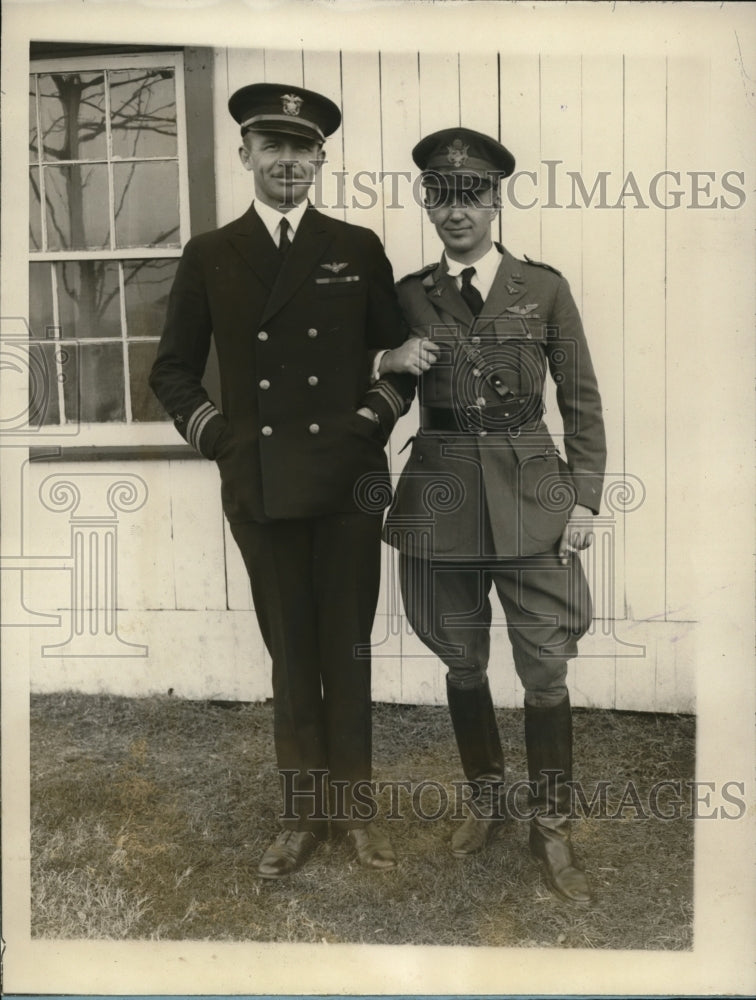 1927 Press Photo HC Wick Cmdr Naval Air Station Anacostia, Maj Burwell