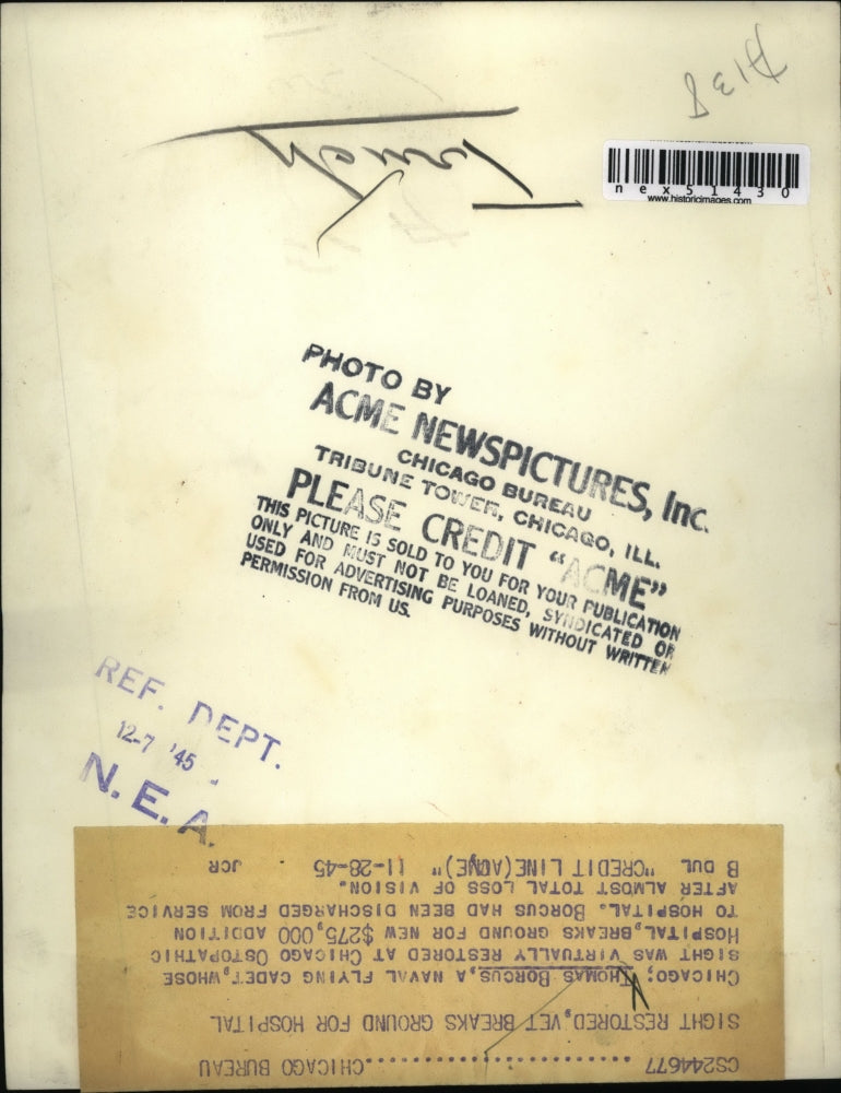 1945 Press Photo Chicago Thomas Bircus Naval flying cadet discharged