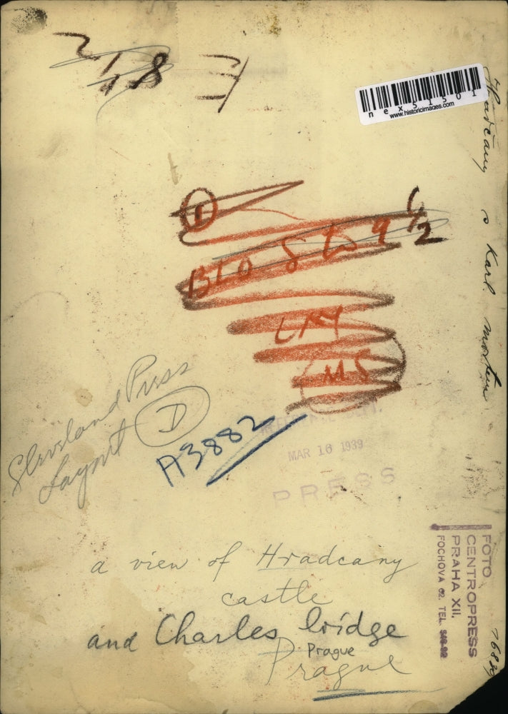 Press Photo Air view of Hradcany Castle & Charles Bridge in Prague