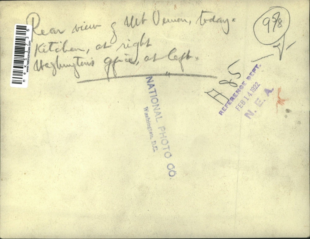 1922 Press Photo Rear view of Mt Vernon mansion home of George Washington