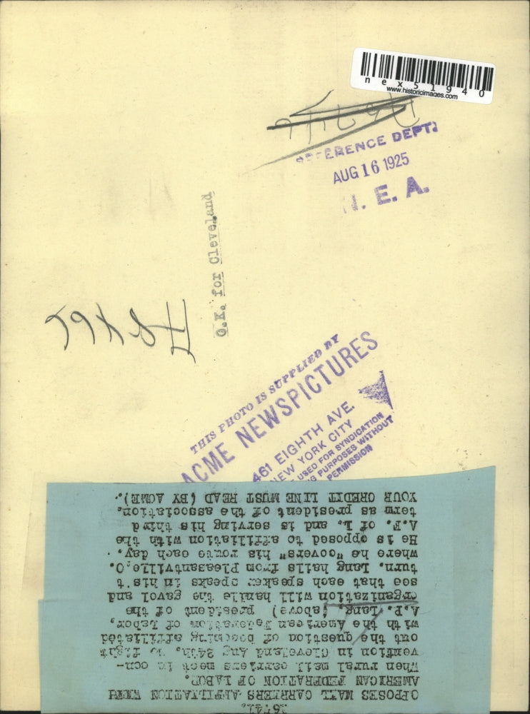 1925 Press Photo AP Lang AFL speaker - nex51940