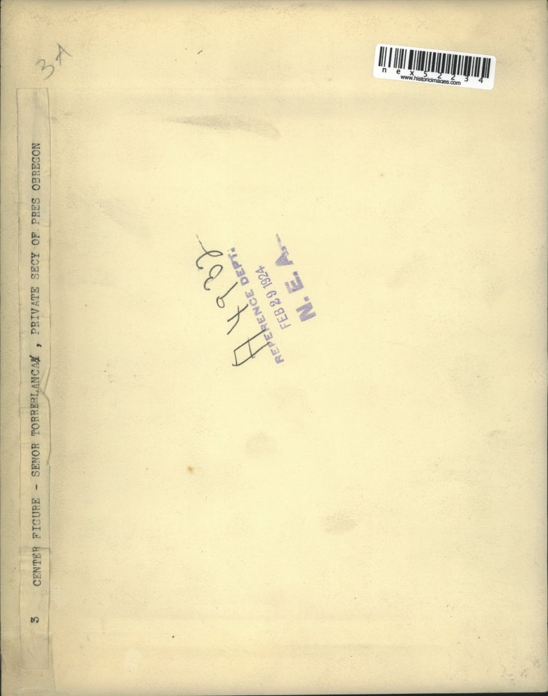 1924 Press Photo Senor Torreblanca private sec of Pres Obregon