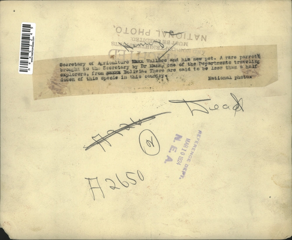 1924 Press Photo Sec of Agriculture Max Wallace