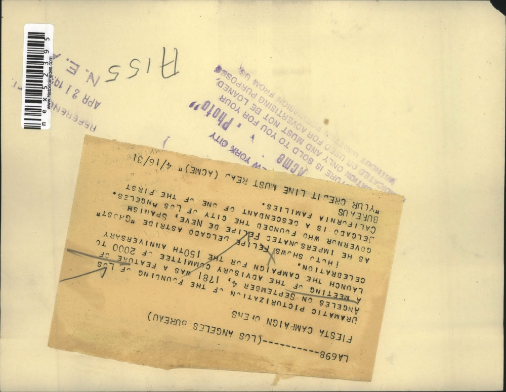 1931 Press Photo Re enactment of La Calif founding on 150th anniversary